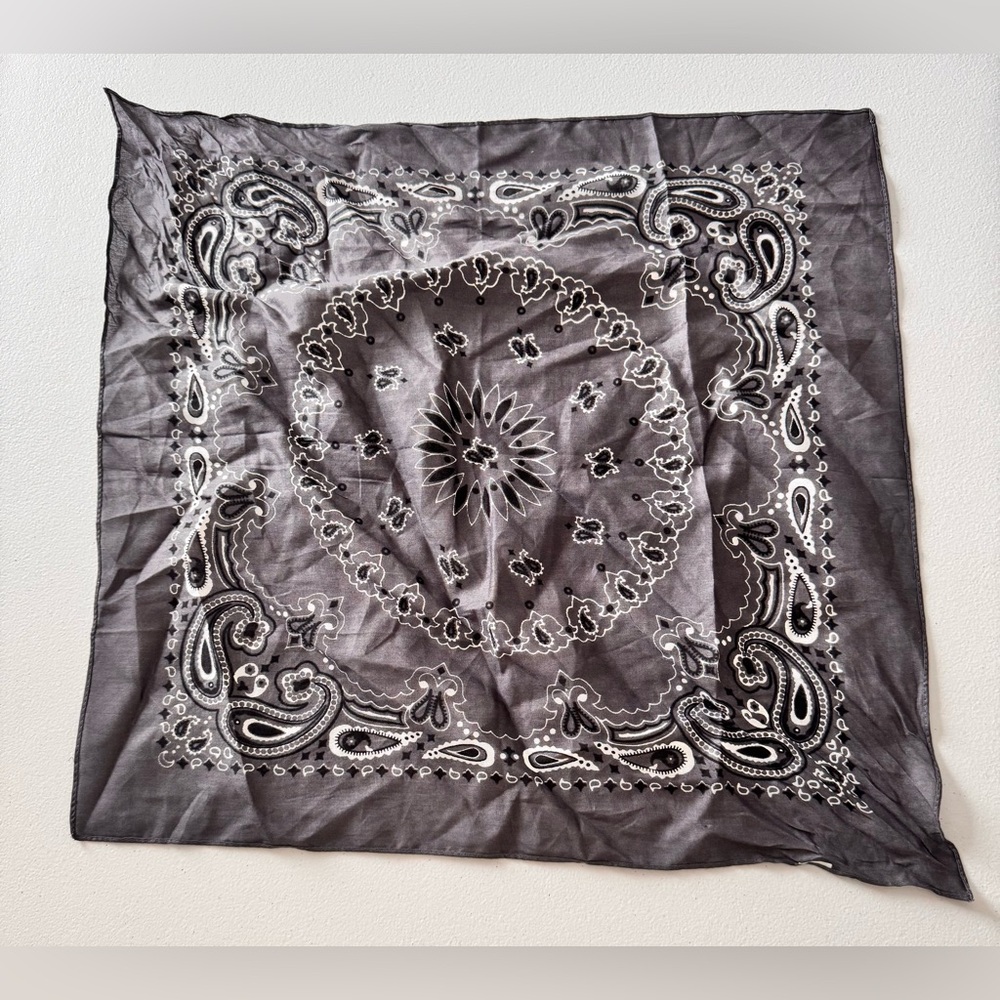 Grey Paisley Bandana Scarf